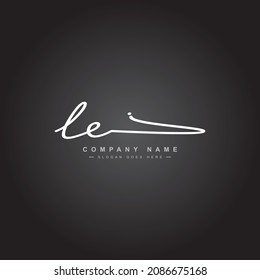 Initial Letter LE Logo - Handwritten Signature Logo