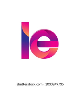 Initial Letter LE Logo Lowercase, magenta and orange, Modern and Simple Logo Design.
