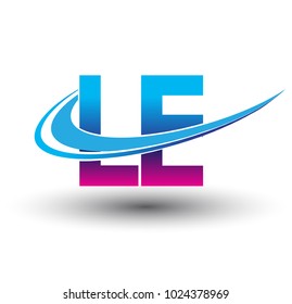 initial letter LE logotype company name colored blue and magenta swoosh design. vector logo for business and company identity.
