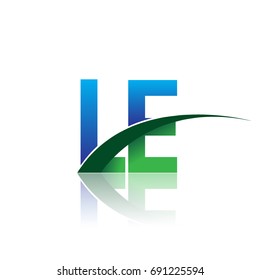 initial letter LE logotype company name colored blue and green swoosh design. vector logo for business and company identity.
