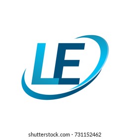 initial letter LE logotype company name colored blue swoosh design concept. vector logo for business and company identity.