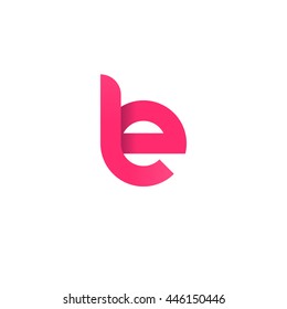 initial letter le modern linked circle round lowercase logo pink