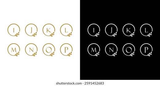 Initial Letter and leaf circle Logo, usable for Business and Branding Logos. Flat Vector Logo Design Element.