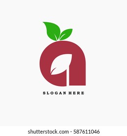Initial letter a leaf decoration abstract logo