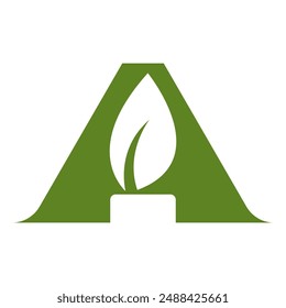 initial letter A with leaf design vector