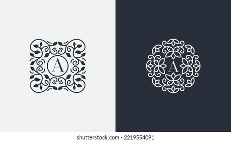 initial Letter A Leaf Flower Logo Concept symbol icon sign Design Element. Herbal, Cosmetics, Natural Products, Ecology, Health Care, Spa, Floral Logotype. Vector illustration template