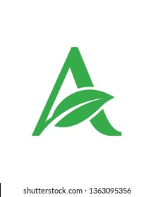 Initial Letter A With Leaf Logo, Vector