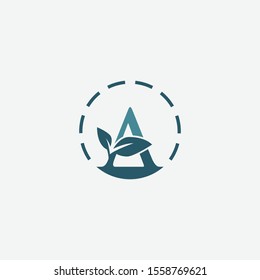 initial letter a with leaf logo vector concept element