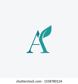 initial letter a with leaf logo vector concept element