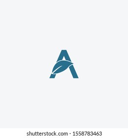 initial letter a with leaf logo vector concept element