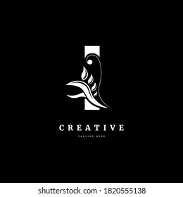 Initial letter I with leaf logo vector concept element. letter I monogram, with organic leaf fit for company and business
