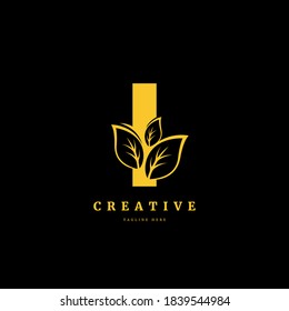 Initial letter I with leaf logo vector concept element, letter I logo with Organic leaf. Fit for company, product label, badge, or business.