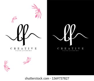 initial letter lf, fl handwriting logo template