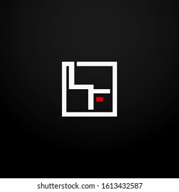 Initial letter LF linked square logo white and red color. Corporate identity design template element. Industry, finance, bank logotype. Square group, technology interaction, network integrate concept.