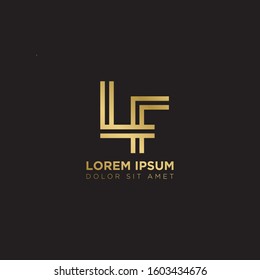 Initial Letter LF linked uppercase overlap modern gold logo vector design template. Suitable for business, consulting group company.