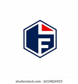 Initial letter LF logo design with hexagon concept.