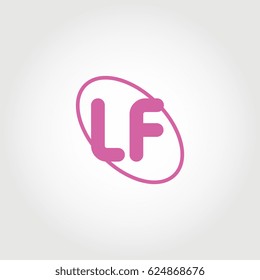 initial letter lf logo pink on white background
