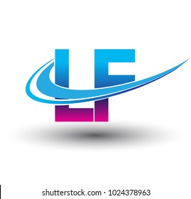 initial letter LF logotype company name colored blue and magenta swoosh design. vector logo for business and company identity.
