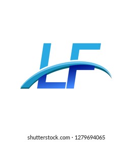 initial letter LF logotype company name colored blue and swoosh design. vector logo for business and company identity.