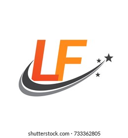 initial letter LF logotype company name colored orange and grey swoosh star design. vector logo for business and company identity.