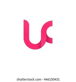 initial letter lf modern linked circle round lowercase logo pink