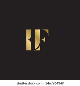 Initial letter lf uppercase modern logo design template elements. Gold letter Isolated on black  background. Suitable for business, consulting group company.