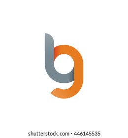 initial letter lg, bg, modern linked circle round lowercase logo orange gray