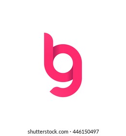 initial letter lg, bg, modern linked circle round lowercase logo pink