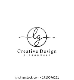 Letras iniciales LG caligrafía logotipo escrito a mano. Alfabeto escrito a mano en la plantilla de logotipo. Letras y alfabeto para el diseño de su logotipo.