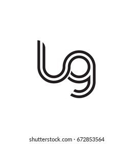 Initial letter lg, linked outline rounded lowercase, monogram black