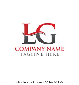 Initial Letter LG Logo Design Red And Black Vector Template. Linked Letter LG Vector Illustration