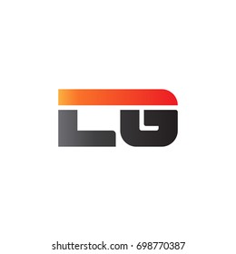 Initial letter LG, straight linked line bold logo, gradient fire red black colors