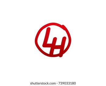 The initial letter LH handwritten logo