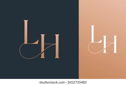 Ilustración vectorial inicial del diseño del logotipo de la letra LH HL para la pareja, la boda y el negocio