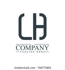 Initial Letter LH Linked Box Design Logo