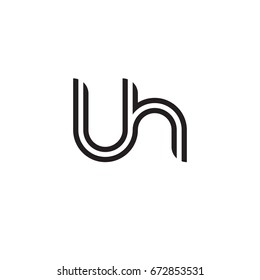 Initial letter lh, linked outline rounded lowercase, monogram black