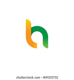 initial letter lh linked round lowercase logo orange green