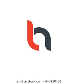 initial letter lh linked round lowercase logo red