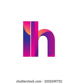 Initial Letter LH Logo Lowercase, magenta and orange, Modern and Simple Logo Design.