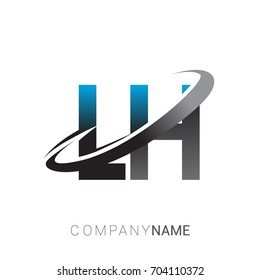 initial letter LH logotype company name colored blue and grey swoosh design. logo design for business and company identity.