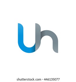 initial letter lh modern linked circle round lowercase logo blue gray