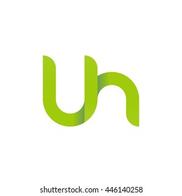 initial letter lh modern linked circle round lowercase logo green