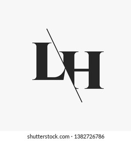 Initial Letter LH Monogram Sliced. Modern logo template isolated on gray background