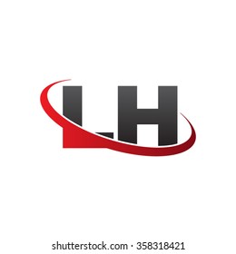 initial letter LH swoosh ring company logo red black