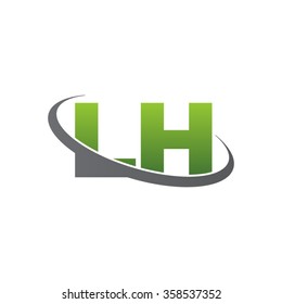 initial letter LH swoosh ring company logo green gray
