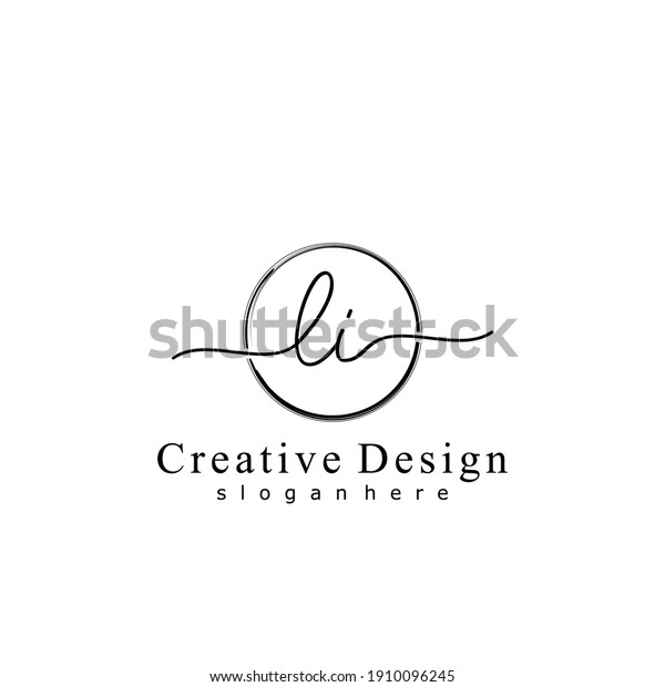 Initial Letter Li Calligraphy Handwritten Logo Stock Vector (Royalty ...