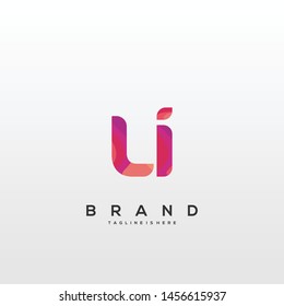 Initial letter LI logo with colorful background, letter combination logo design for creative industry, web, business and company. - Vector
