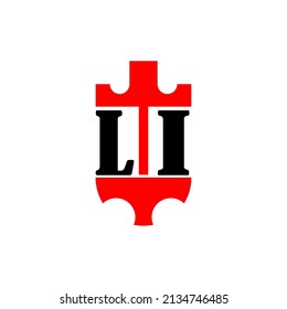Ursprünglicher Brief LI roter Kronenschild einfaches Logo. Minimal und einzigartig.