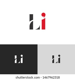 Initial Letter li uppercase modern logo design template elements. red letter Isolated on black white grey background. Suitable for business, consulting group company.