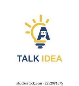 Initial A Letter with Light Bulb and Chat Icon for Inovative Technology Company Logo Idea Template